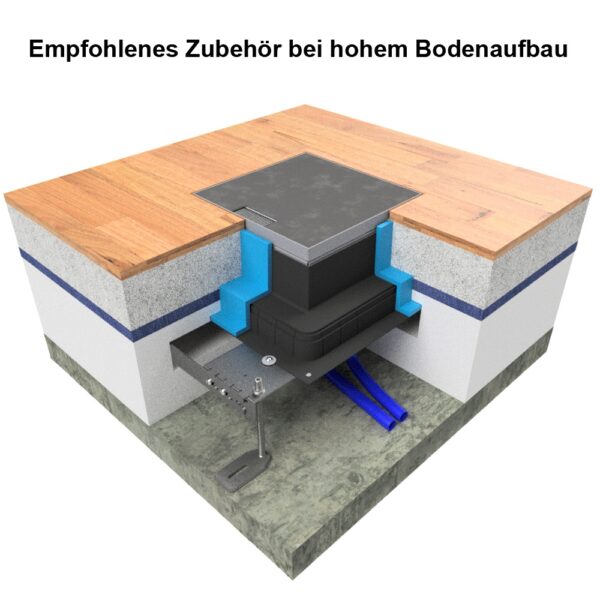 Produktbild UBD 260 251  -  Unterflur-Bodendose UBD 260 inkl. belegtem Deckel aus Chromstahl, geschliffen, mit 1 Bürstenauslass